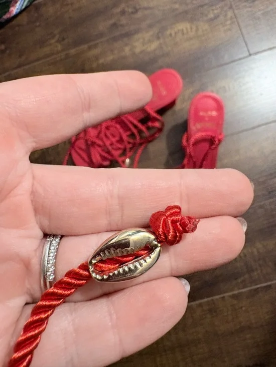 Aldo Red Rope-Strap Square-Toe Heels - Picture 5 of 5